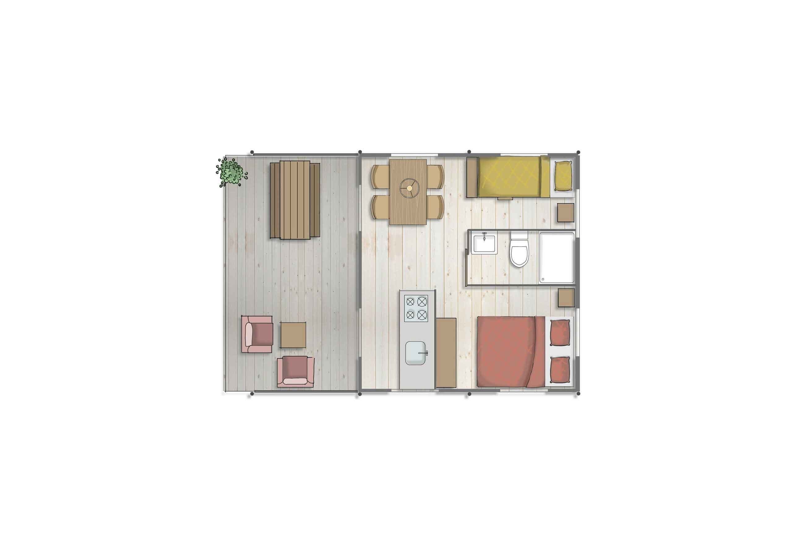 Avonturentent 4 personen binnenkant plattegrond
